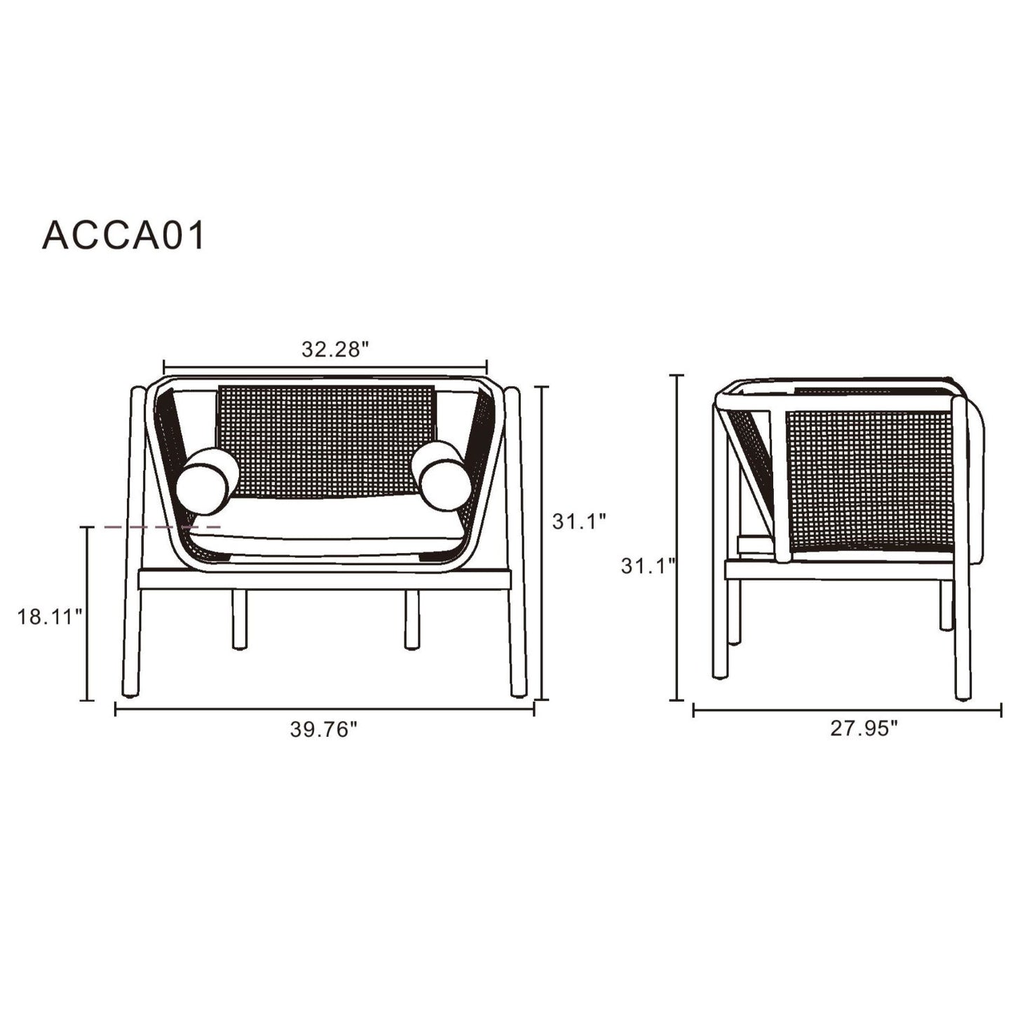 Versailles - Accent Armchair With Rattan Frame - Cream