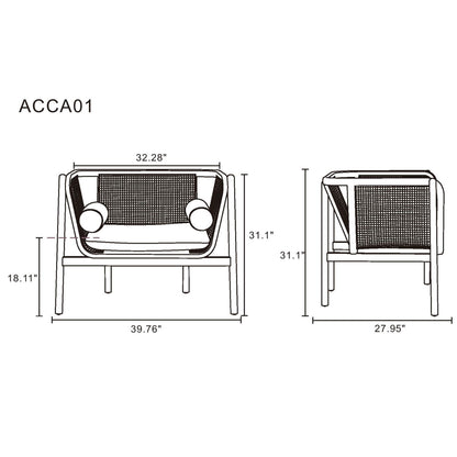 Versailles - Accent Armchair With Rattan Frame - Cream