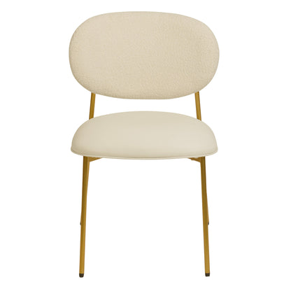 McKenzie - Boucle & Vegan Leather Stackable Dining Chair (Set of 2) - Cream