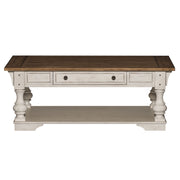 Morgan Creek - Cocktail Table - Antique White / Wirebrushed Tobacco Accents