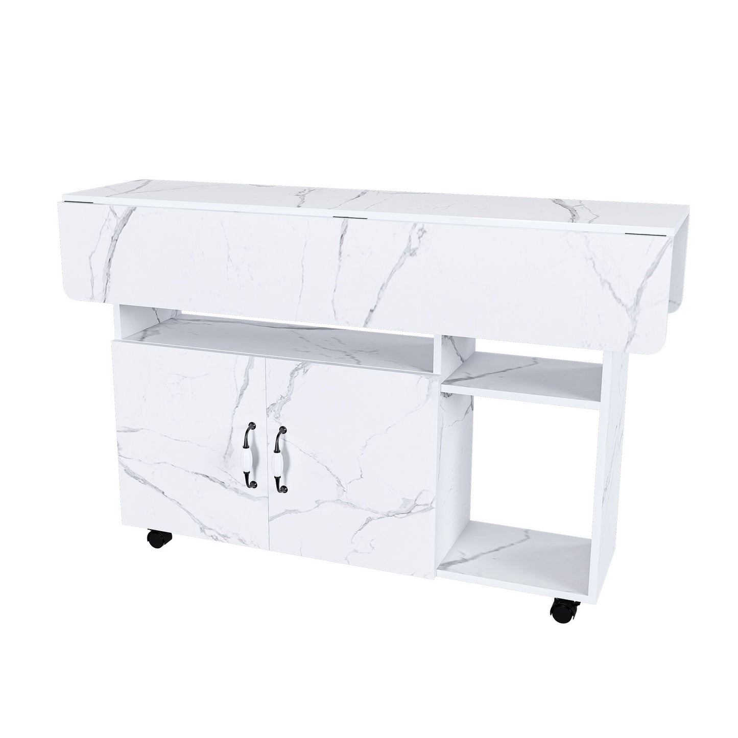 Multi Functional Folding Table With Storage Shelves And Wheels