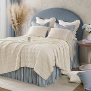Stella - King Faux Silk Velvet Double Box Stitch Quilt Set (Set of 3) - Stone