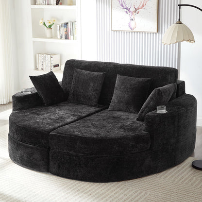 Boneless Design Upholstered Sofa Bed With Cup Holders