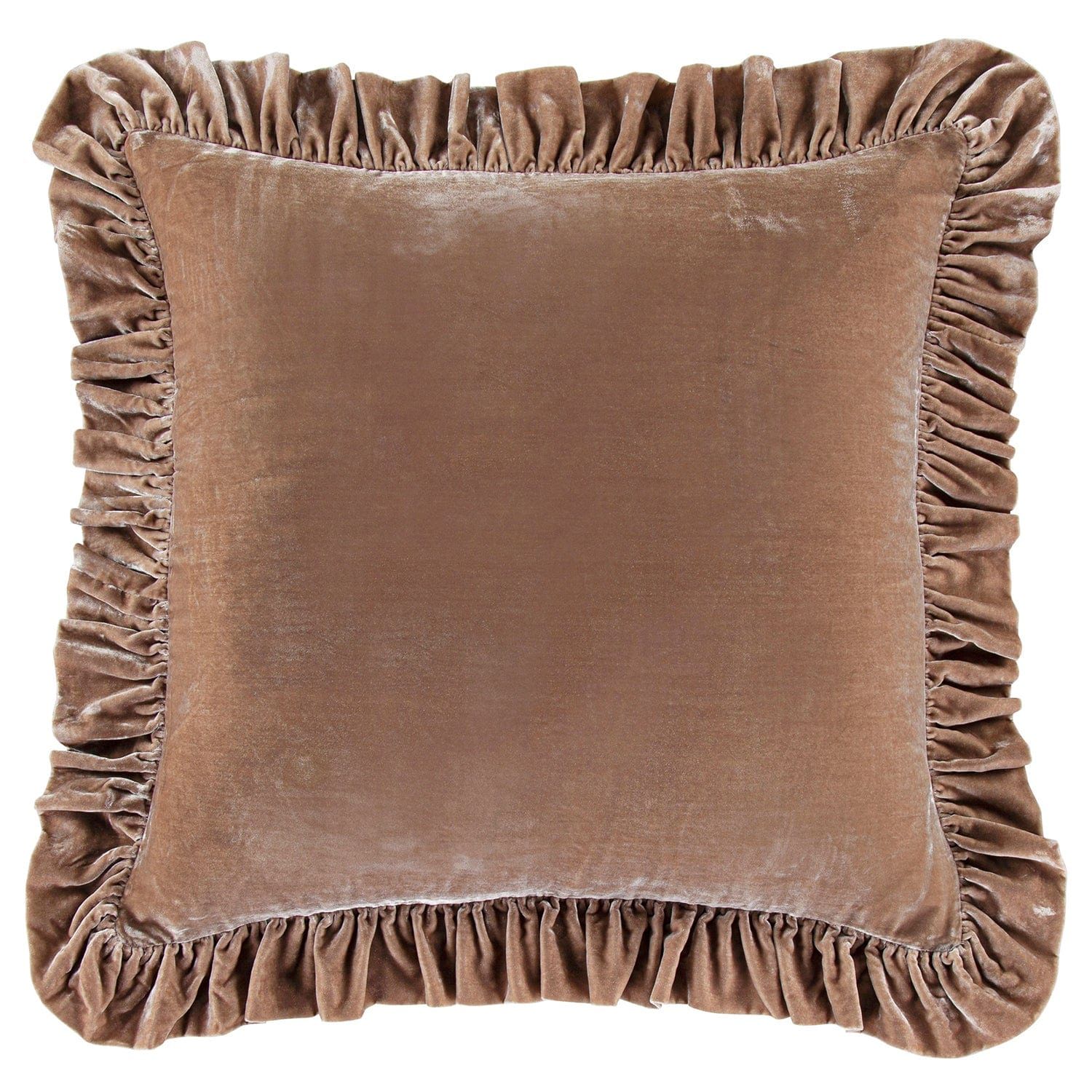 Stella - Faux Silk Velvet Ruffled Euro Sham - Dusty Rose