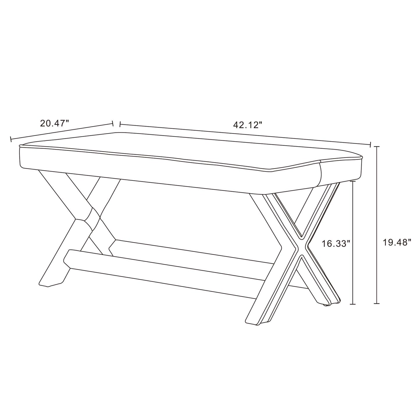 Abigail - Accent Bench With Piped Cushion