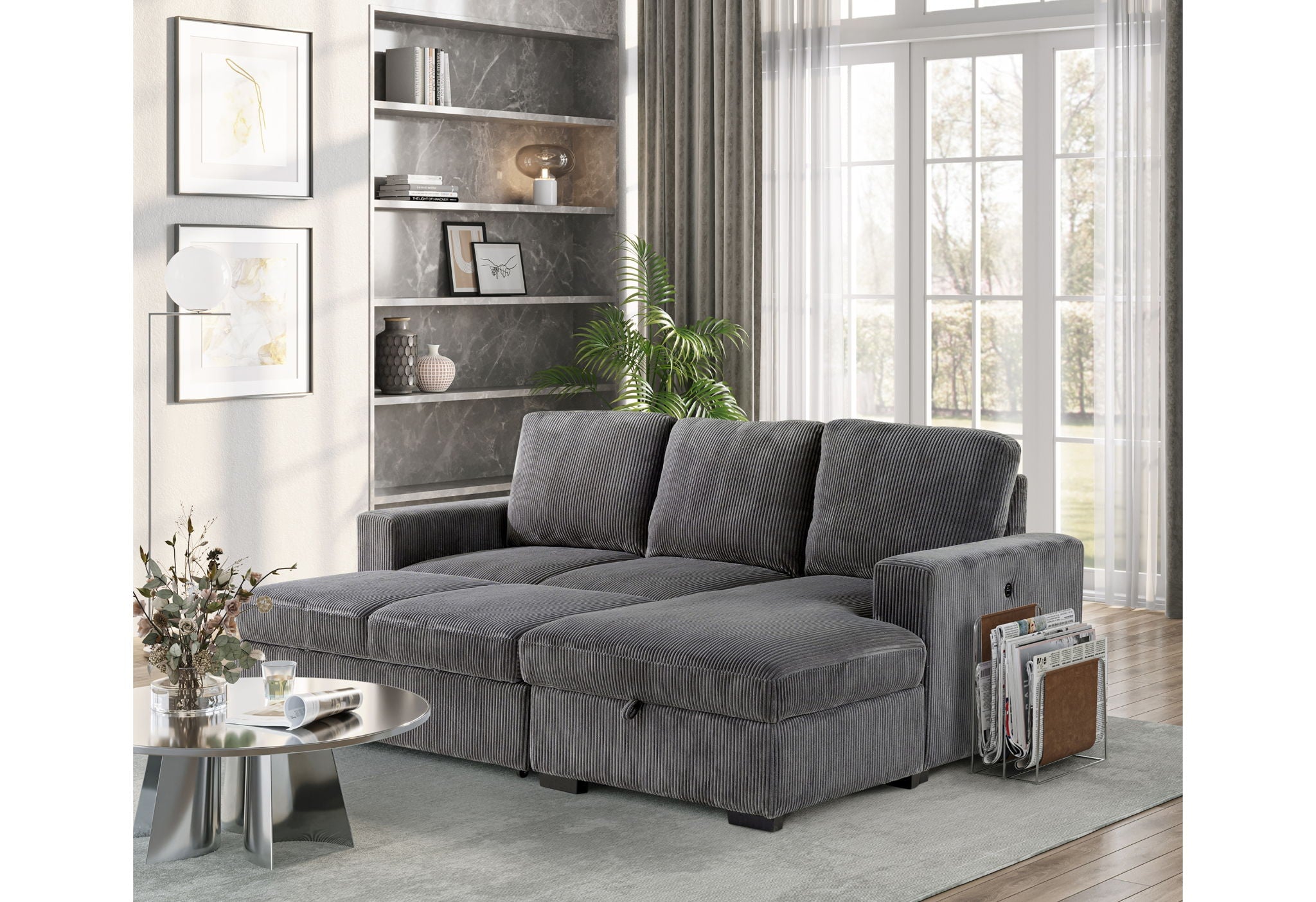 U2660 Sectional Without Chaise And With Pull Out Sofa Bed - Thumbnail 2