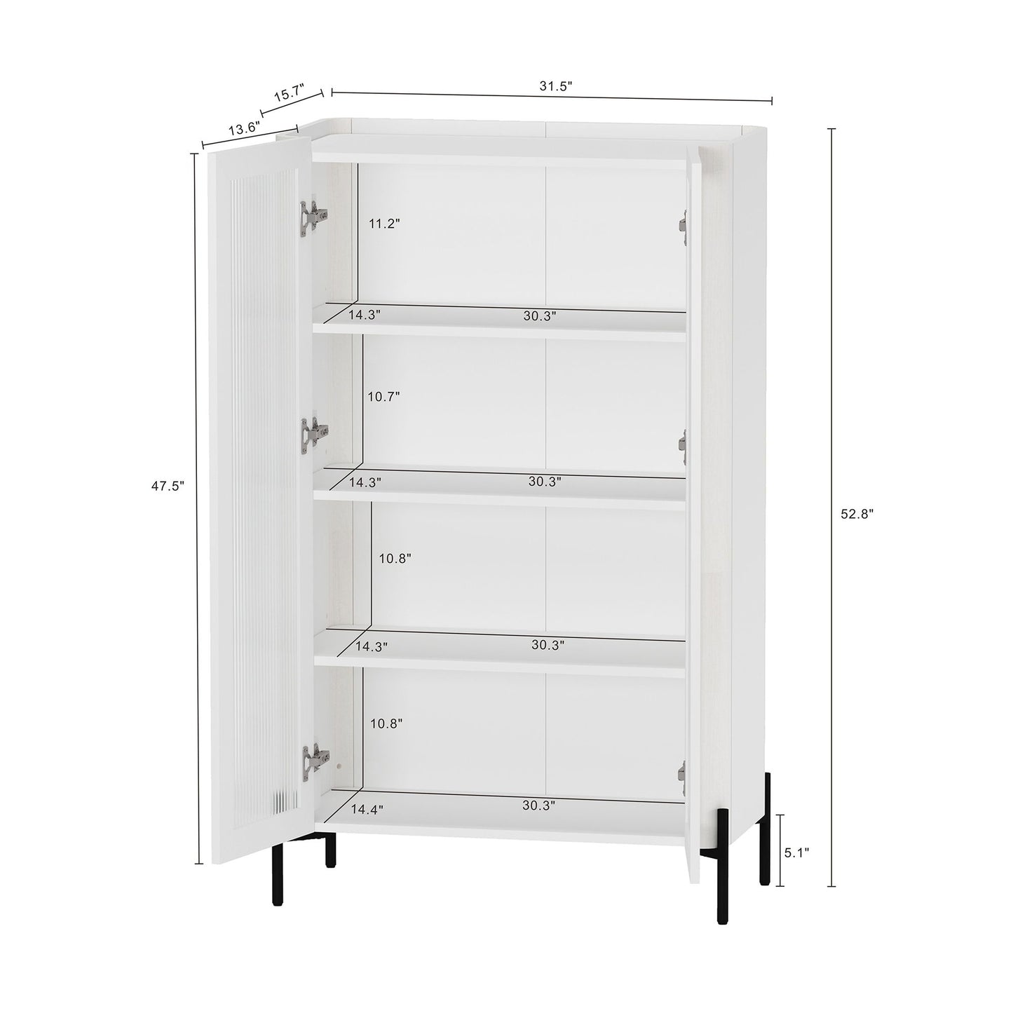 Abbey - Bookcase Cabinet With 4 Adjustable Shelves