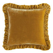 Stella - Faux Silk Velvet Ruffled Euro Sham - Saffron
