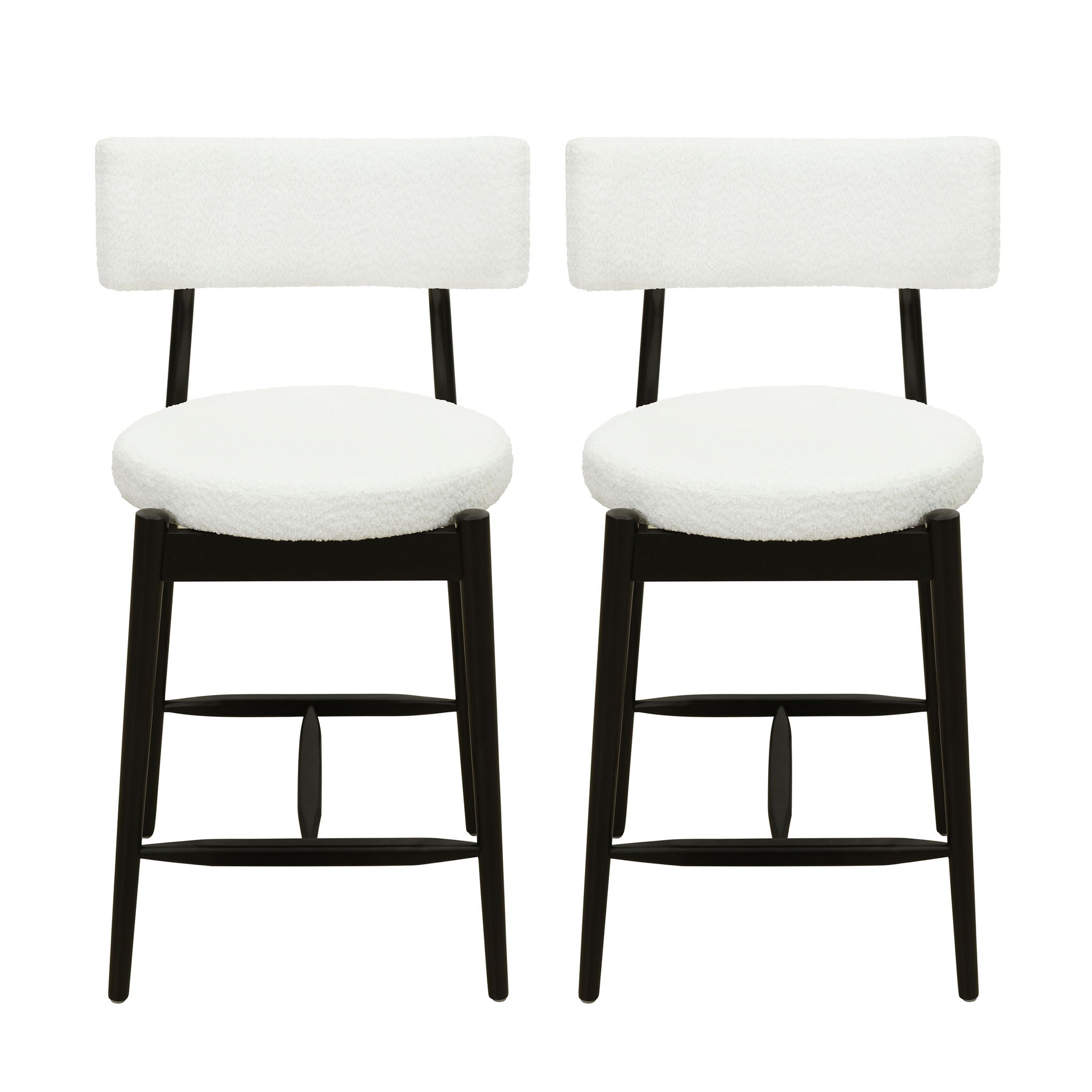 Mid Century Modern Counter Stools, Fabric Upholstered Chairs