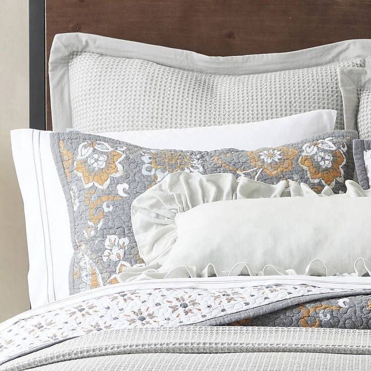 Abbie - Full/Queen Western Paisley Reversible Quilt Set (Set of 3) - Gray