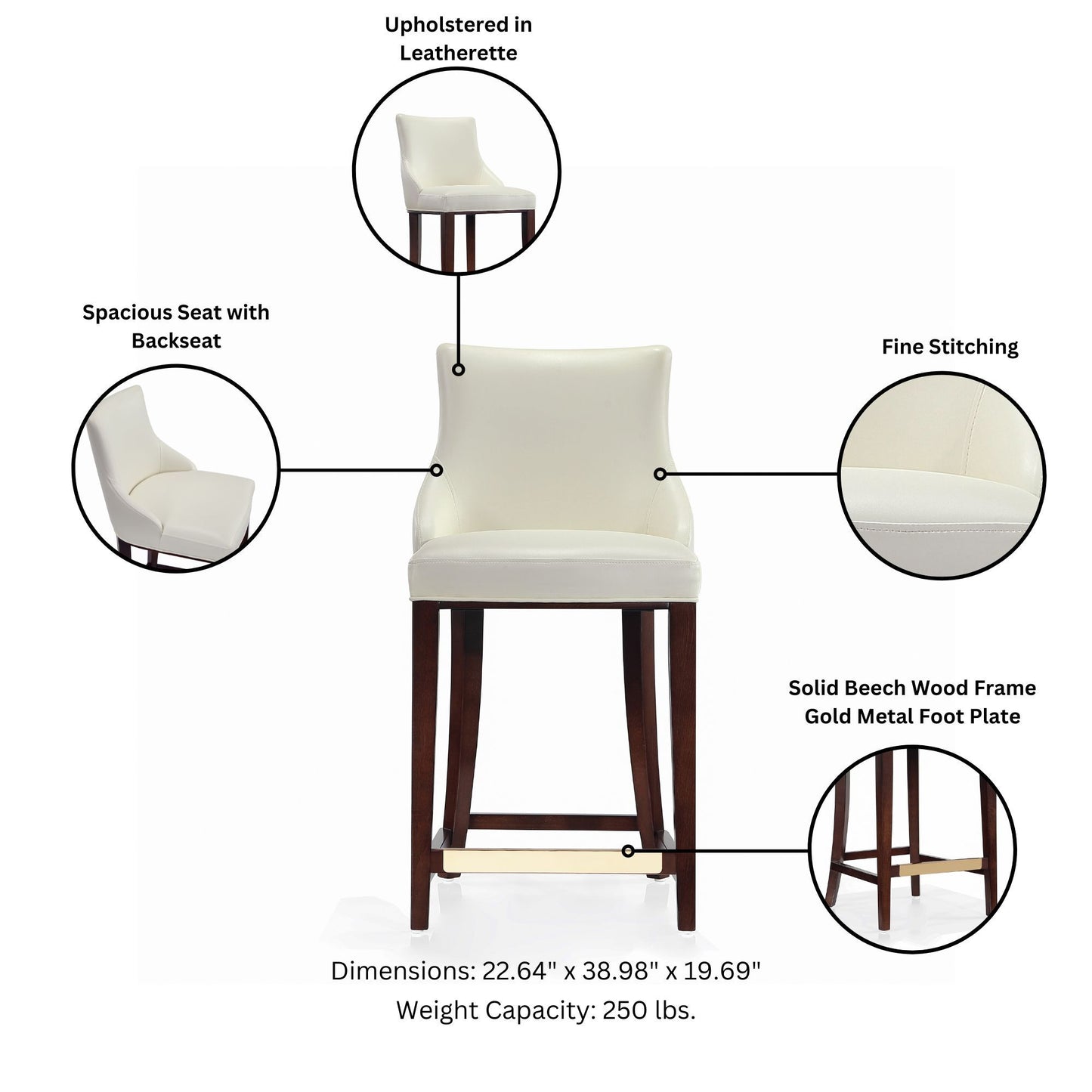 Shubert - Counter Stool - Ivory