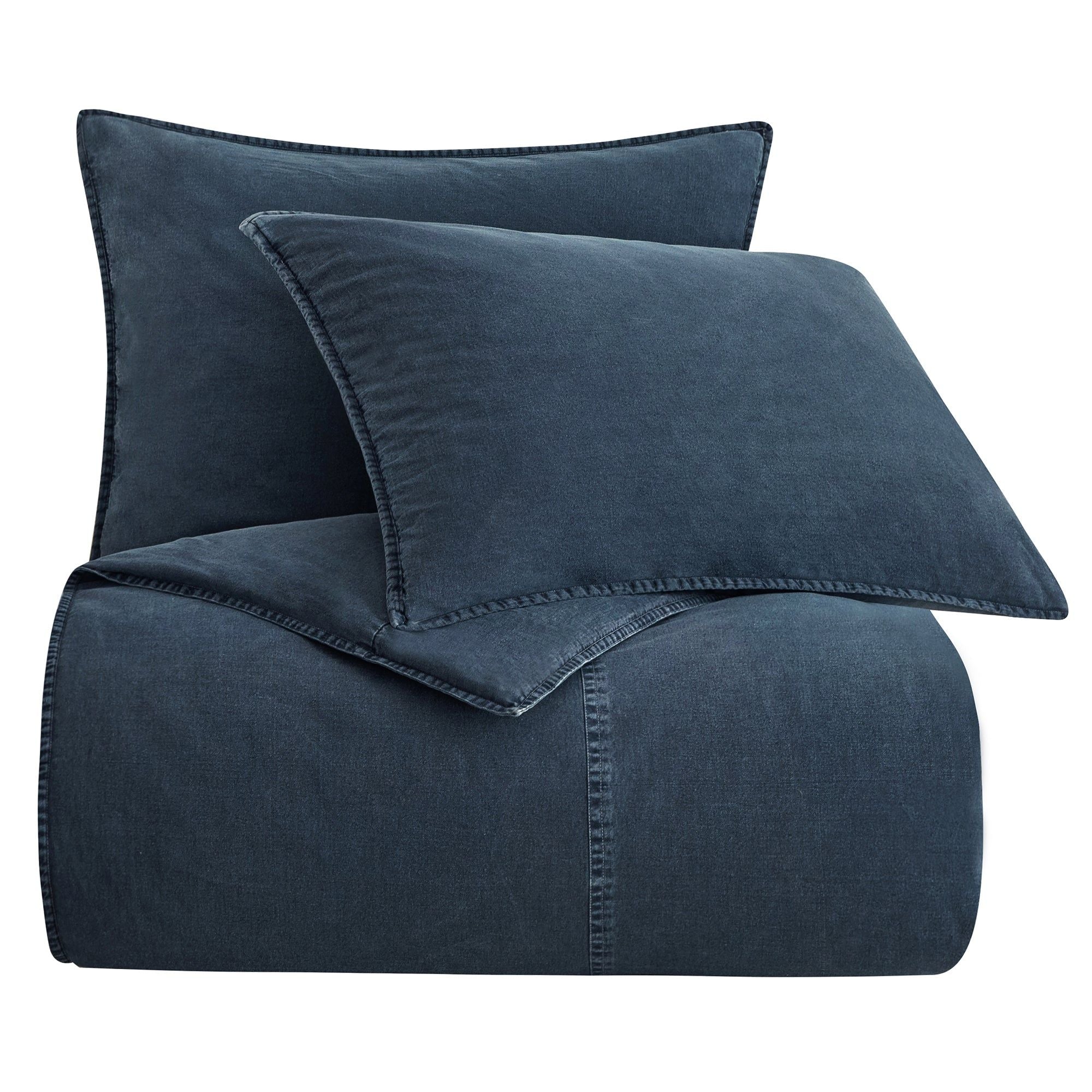 Cotton Canvas - King Stonewashed Duvet Cover Set (Set of 3) - Denim