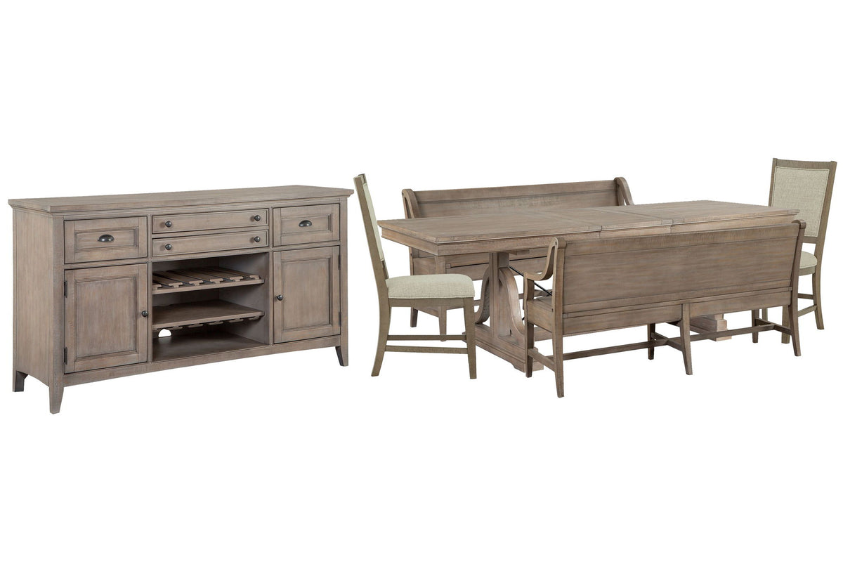 Paxton Place - Extendable Trestle Dining Table Set