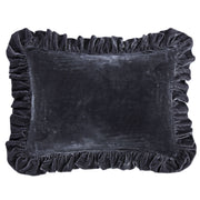 Stella - Faux Silk Velvet Ruffled Dutch Euro Pillow - Dark Slate