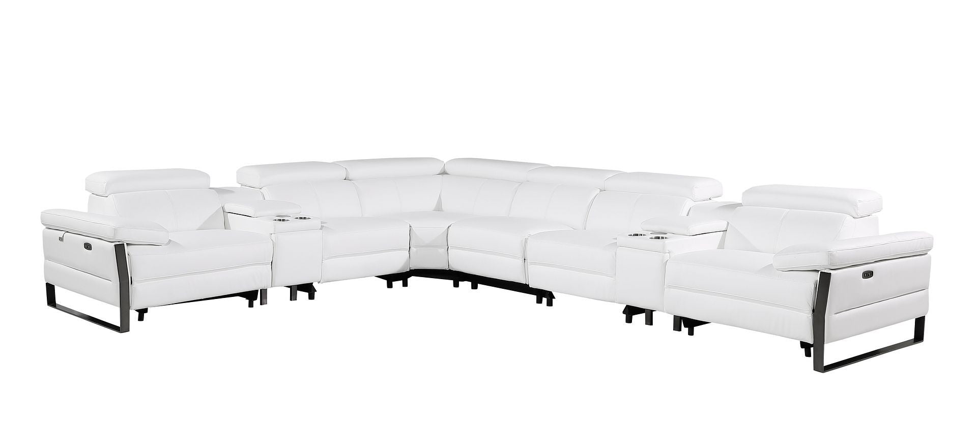 1246 - 8-Piece L-Shaped Modular Power Reclining Sectional With 3 Power Recliners And Power Headrests