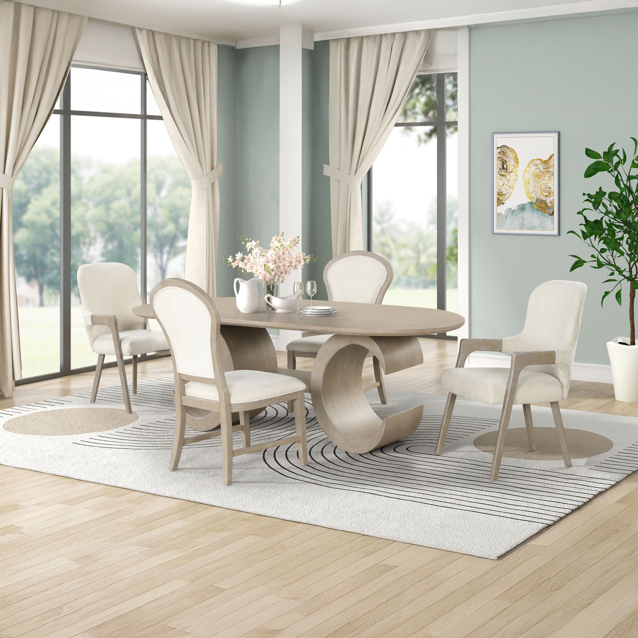 Gwendolyn Oval Dining Table Set - Thumbnail 4