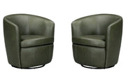 Barolo - 100% Italian Leather Swivel Club Chair (Set of 2)