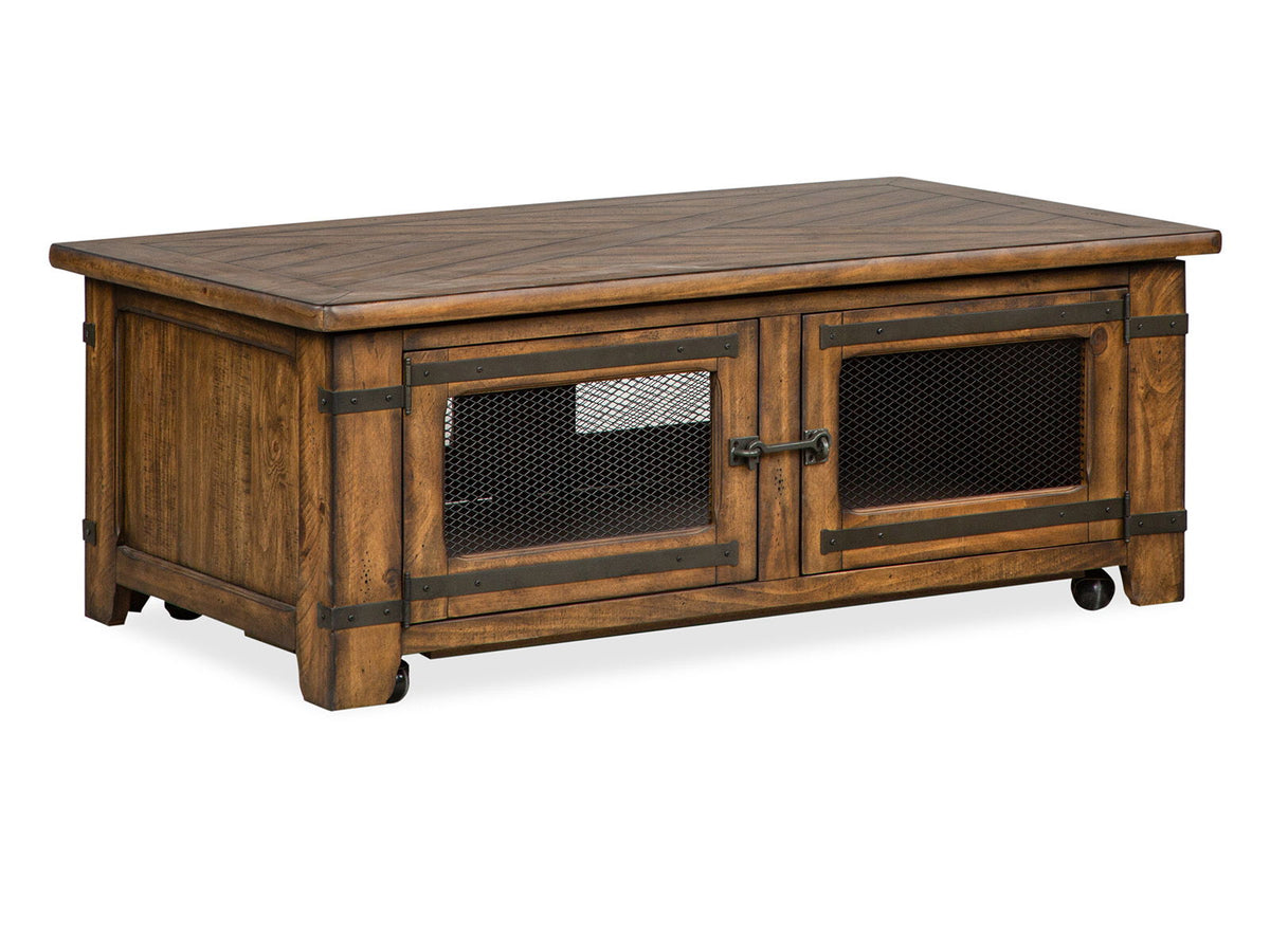 Chesterfield - Top Storage Cocktail Table With Casters - Farmhouse Timber