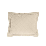 Diamond Linen - Linen Cotton Diamond Quilted Boudoir Pillow - Light Tan