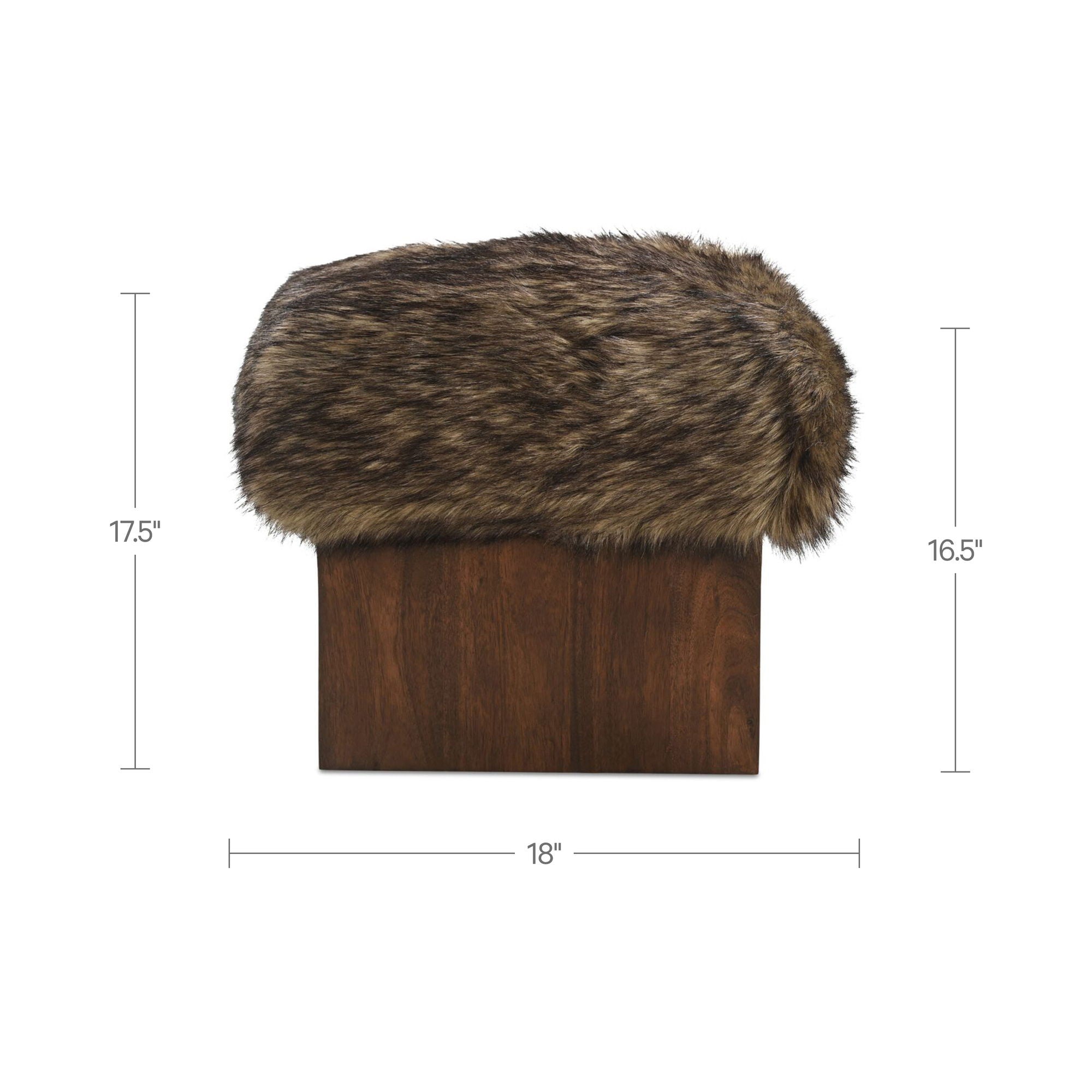 Serge - Ottoman Faux Fur - Brown