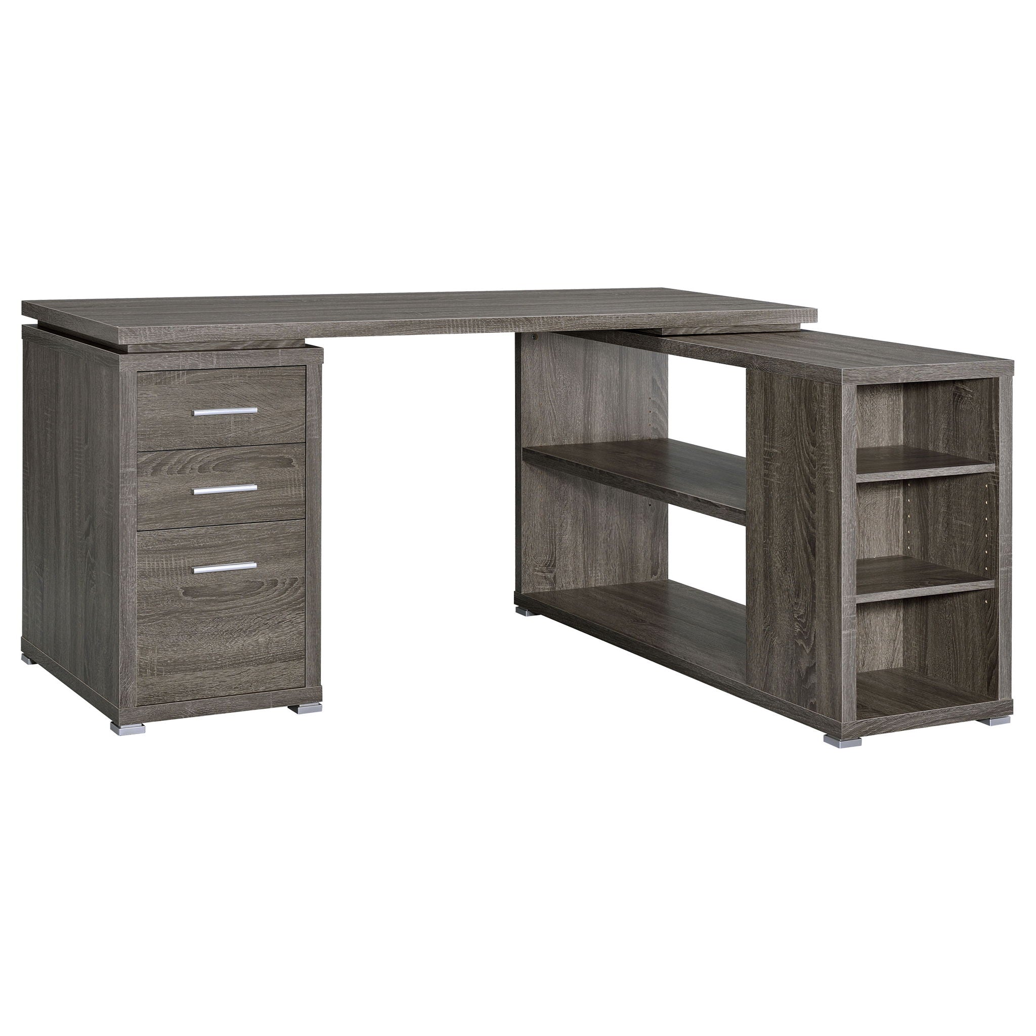 Tona - L-Shape Computer Desk With 3 Drawers And 5 Shelves