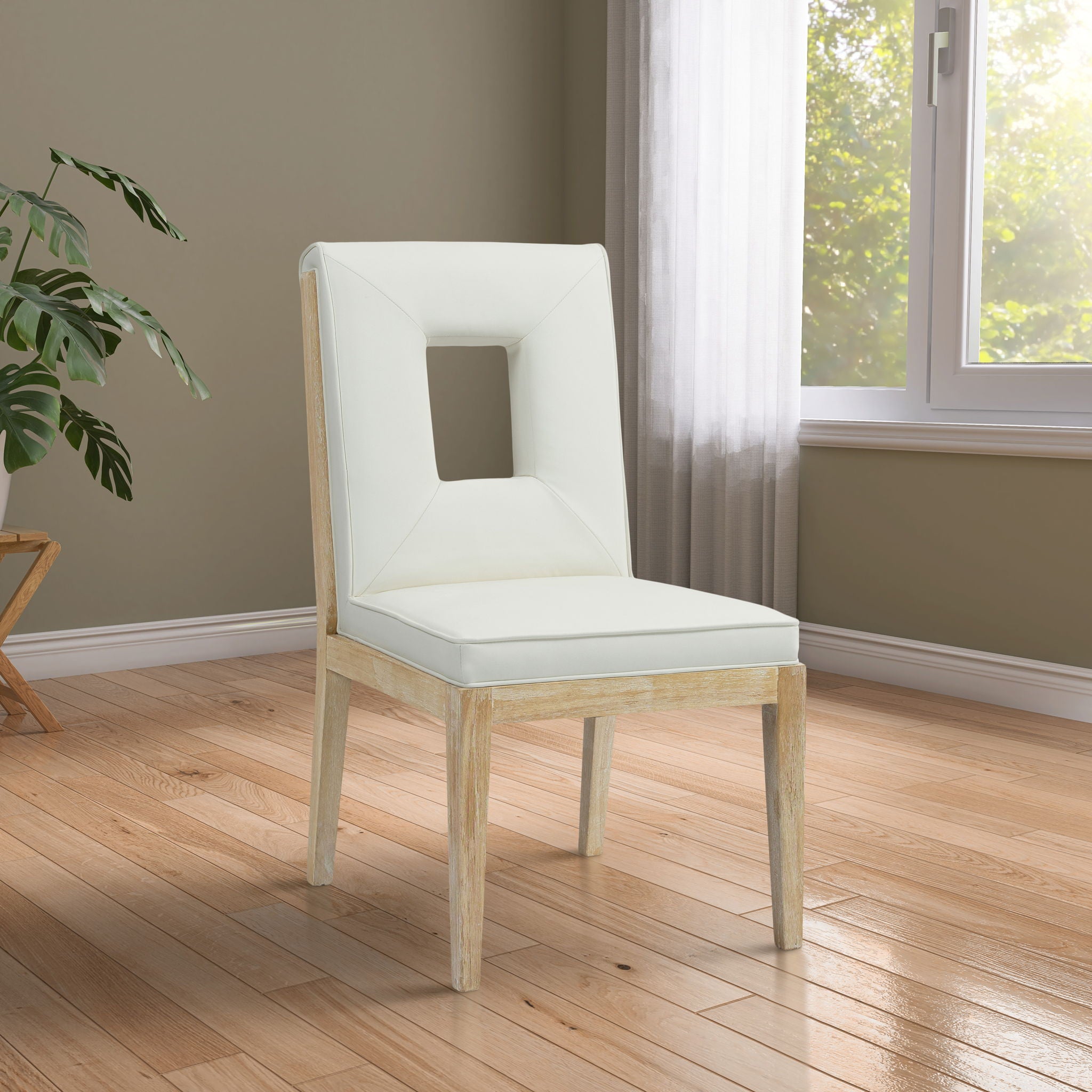 Gwendolyn - Faux Leather Dining Side Chair With Natural Frame (Set of 2)