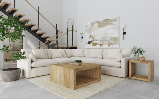 Hobson - 5 Piece Upholstered Modular Sectional Sofa - Ivory