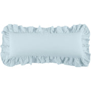 Luna - Washed Linen Ruffled Lumbar Pillow - Light Blue