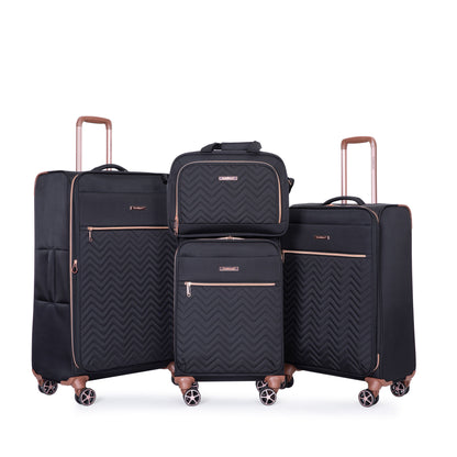 4 Piece Set, Softshell Suitcase Spinner Wheels Terylene Luggage Sets