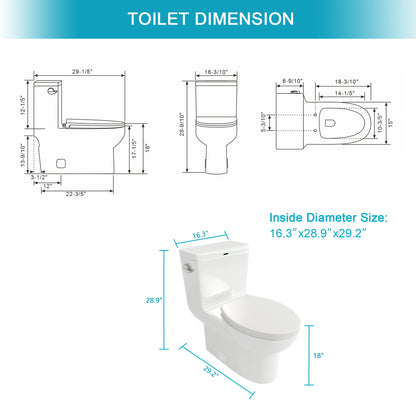 1 Piece Toilet & Soft Closing Seat - White