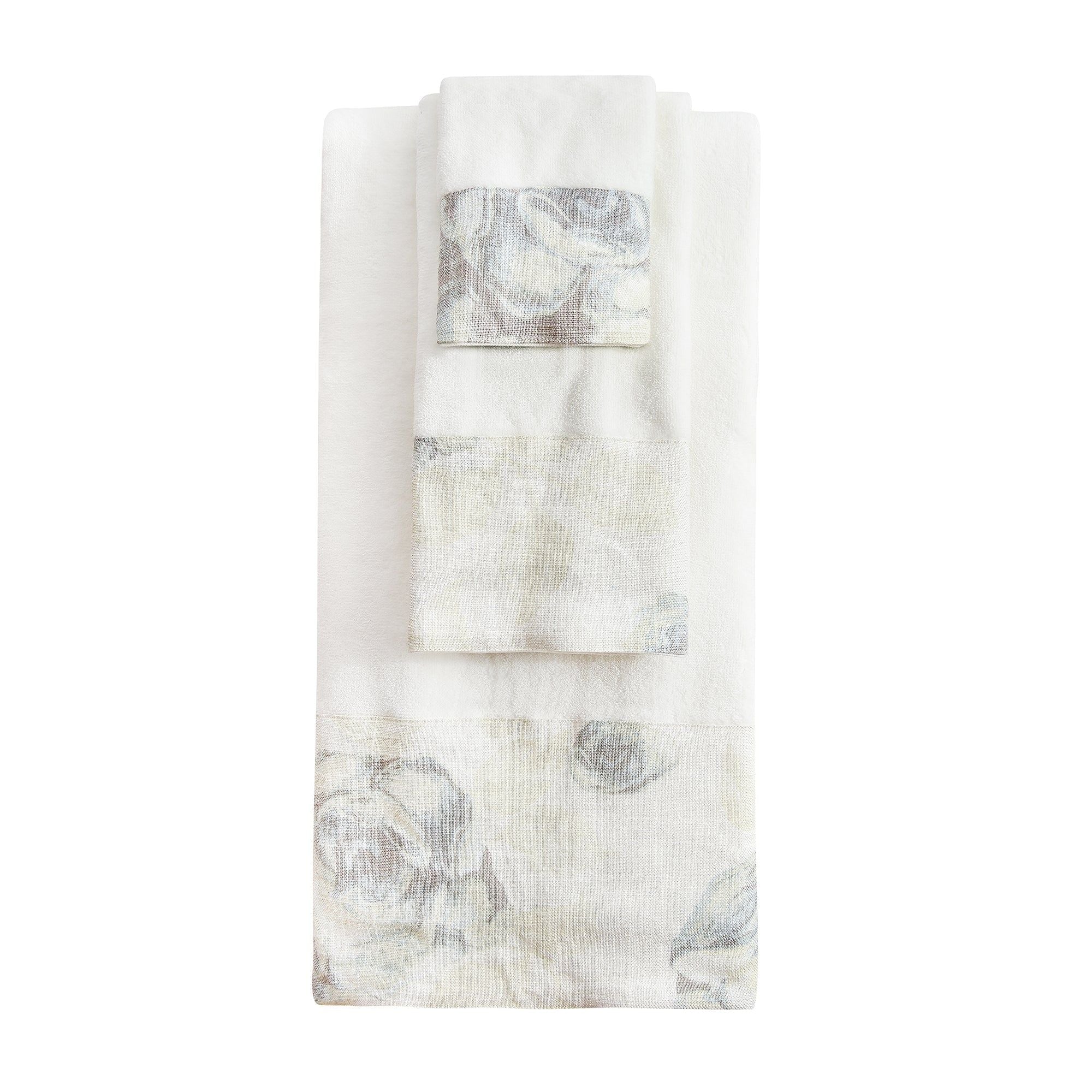 Rosaline - Linen Towel Set (Set of 3), 2 Per Carton - White
