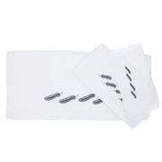 Tossed Feather - Embroidered Feather White Towel Set (Set of 3) - White / Gray