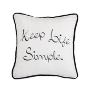 Blackberry - Keep Life Simple Embroidery Throw Pillow - White / Black