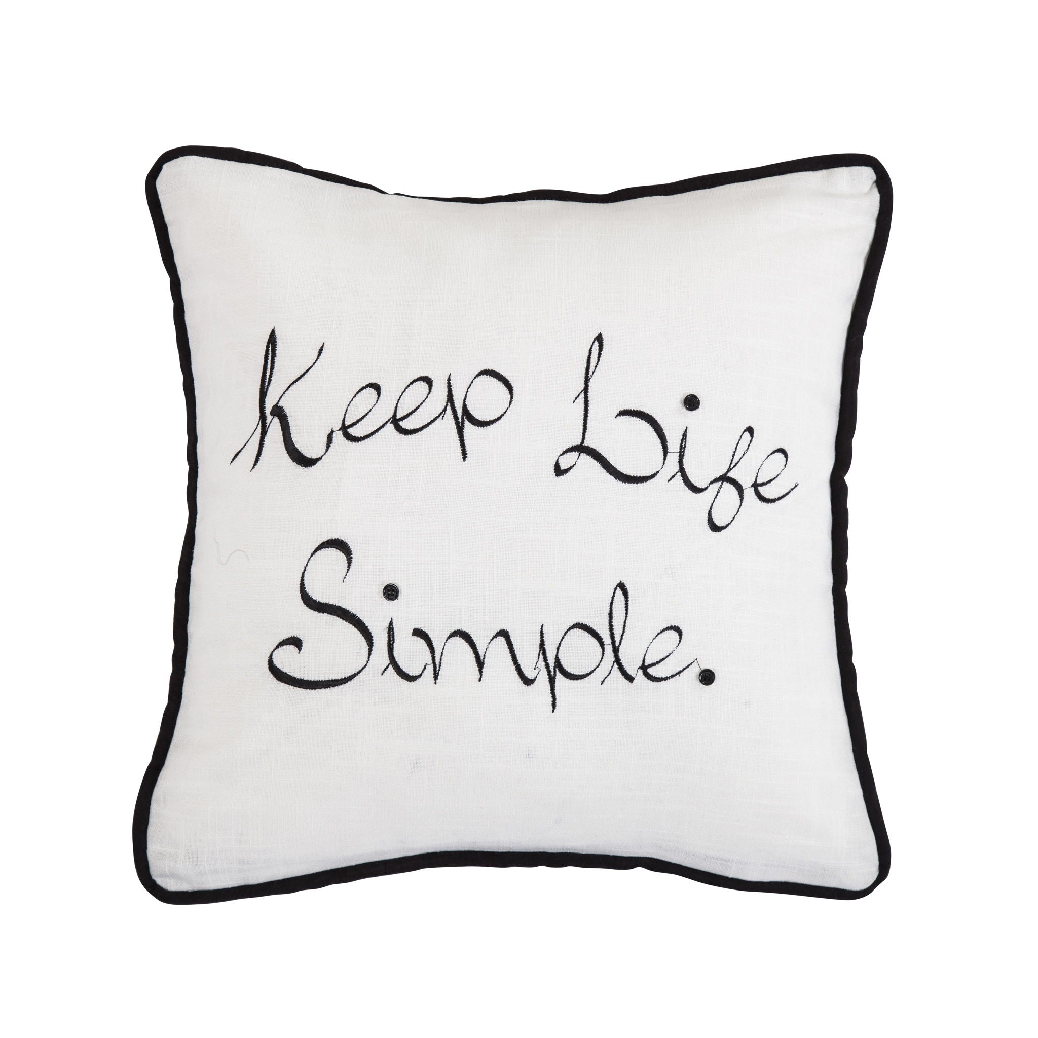 Blackberry - Keep Life Simple Embroidery Throw Pillow - White / Black