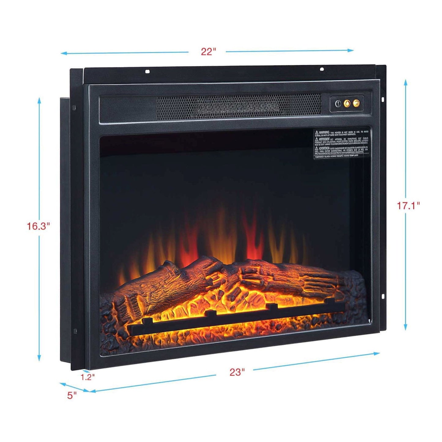 Electric Fireplace With Remote Control For Indoor Heating - Black