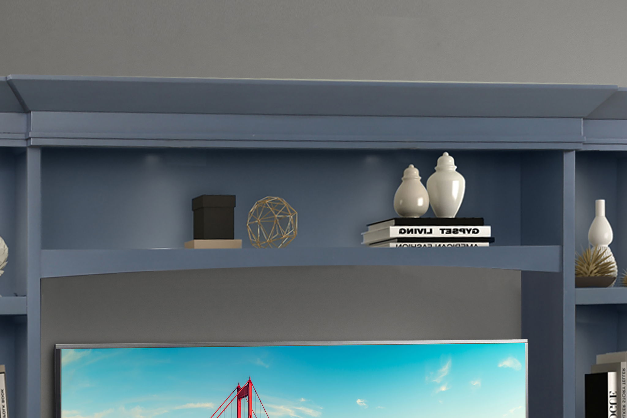 Americana Modern - TV Console with Hutch and LED Lights