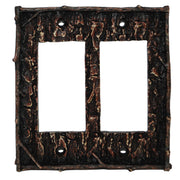 Pine Bark Switch Plate - 5" x 5" Pine Bark Double Rocker Wall Switch Plate 4 Per Carton - Multi