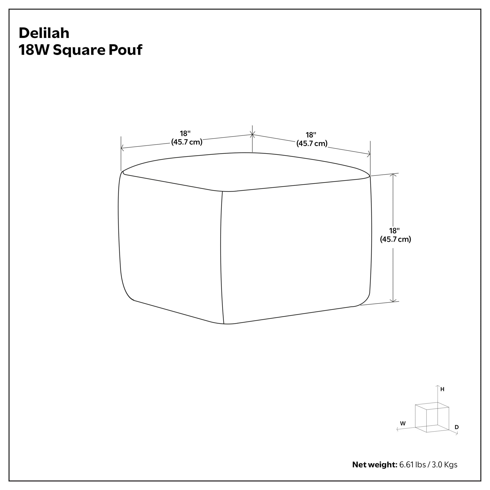 Delilah - Square Woven Pouf - Natural