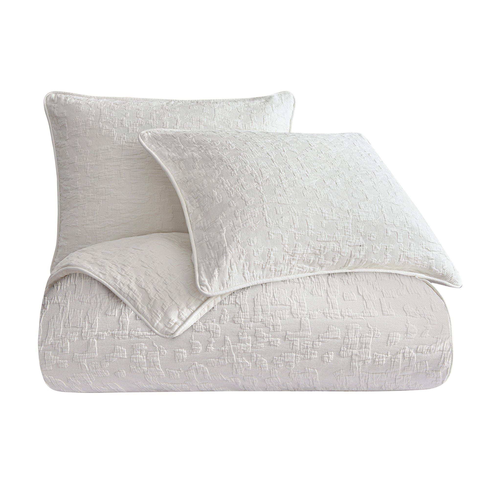 Porto Matelasse - Queen Duvet Cover Set (Set of 3) - Vintage White