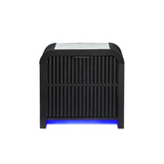 Beverly - Nightstand With Cooler And Speaker, LED Light, Rounded Sides - Black White