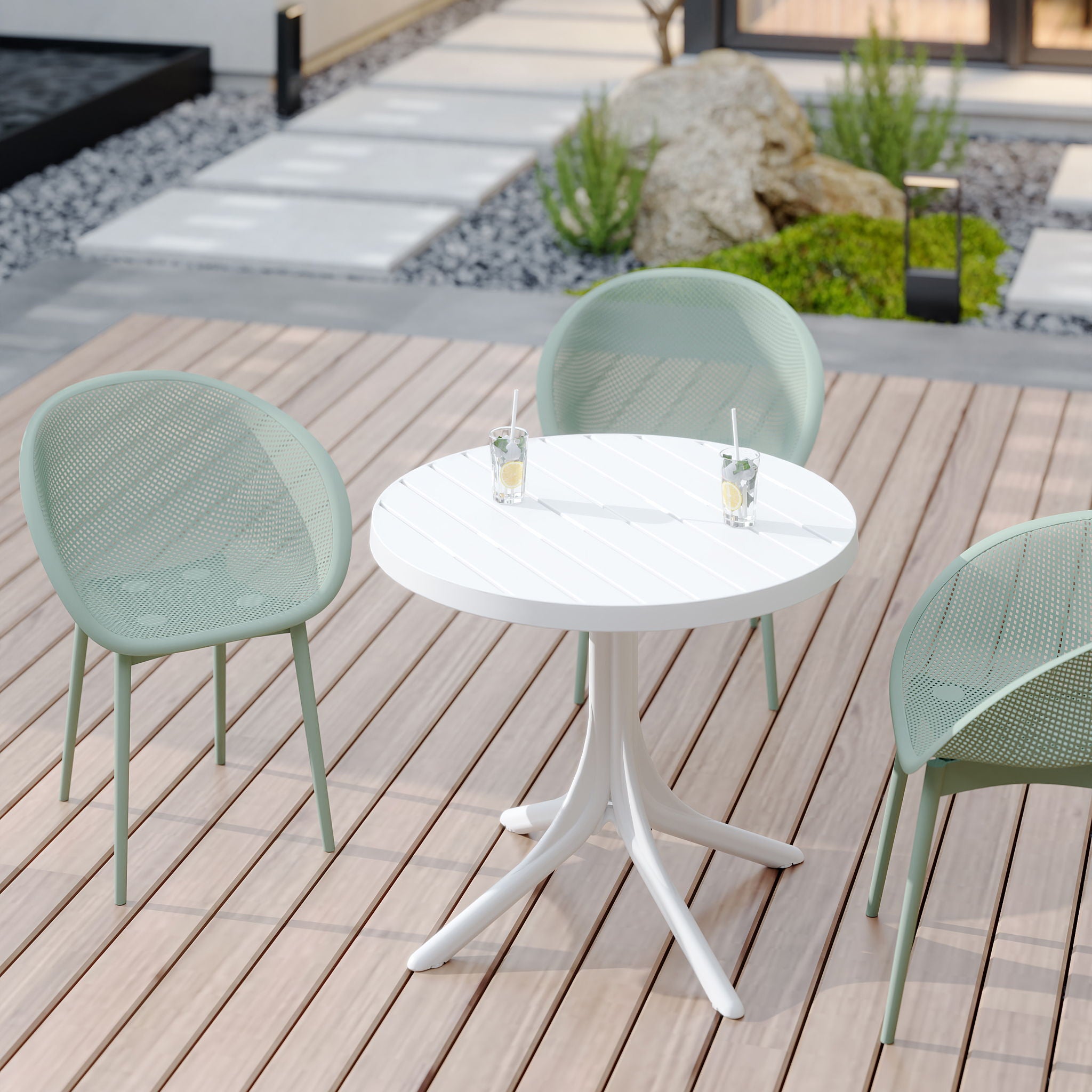 Modern Lounge Chair Set With Round Table