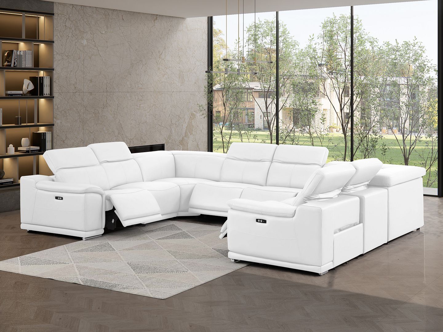 2679 - 8-Piece U-Shaped Power Reclining Sectional In Genuine Leather (4 Recliner)