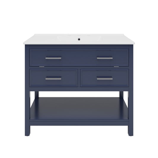 Bathroom Vanity With Ceramic Sink, Tip Out Tray & 2 Full Extension Drawers