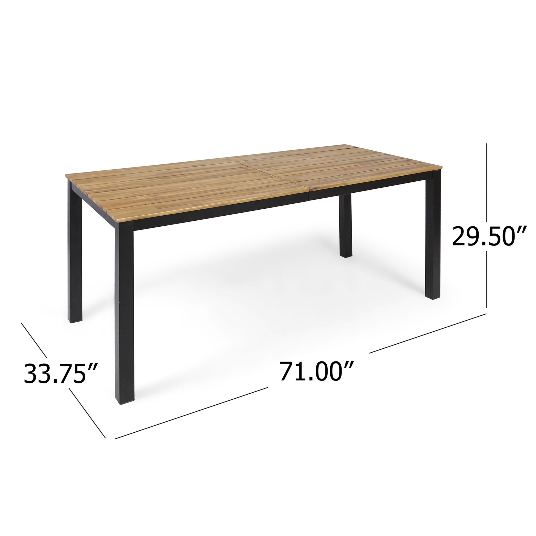 Rectangular Outdoor Dining Table Tabletop With Iron Legs - Black