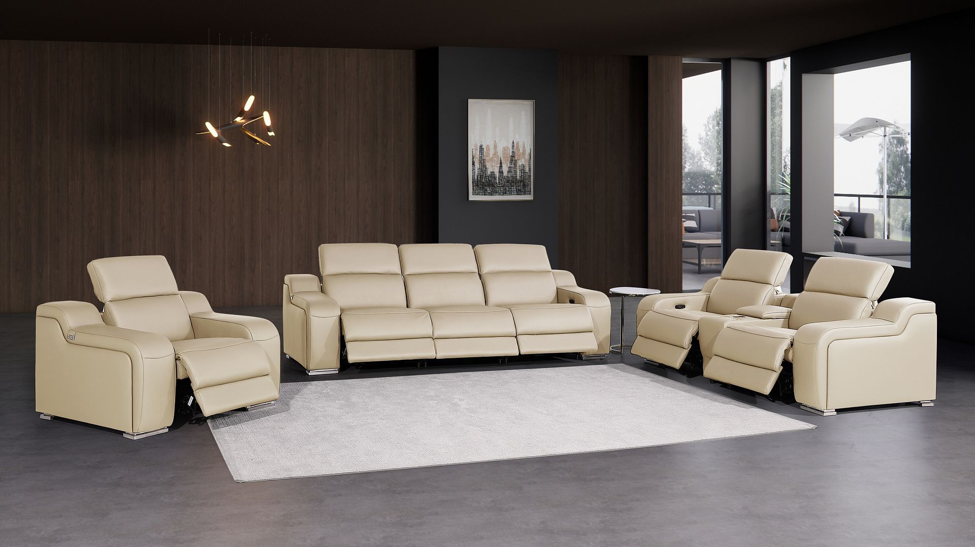 1116 - 7-Piece Modular Power Reclining Sofa, Loveseat & Chair Set In With 6 Power Recliners & Power Headrests