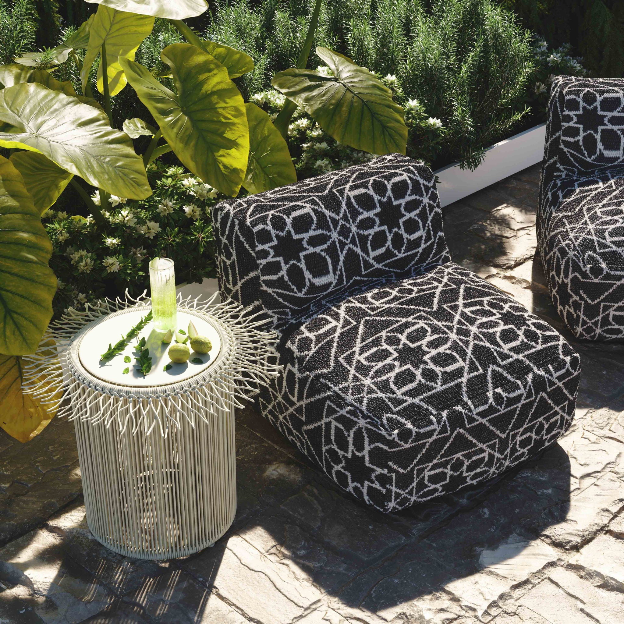 Chiara Outdoor Accent Pouf Black - Thumbnail 3