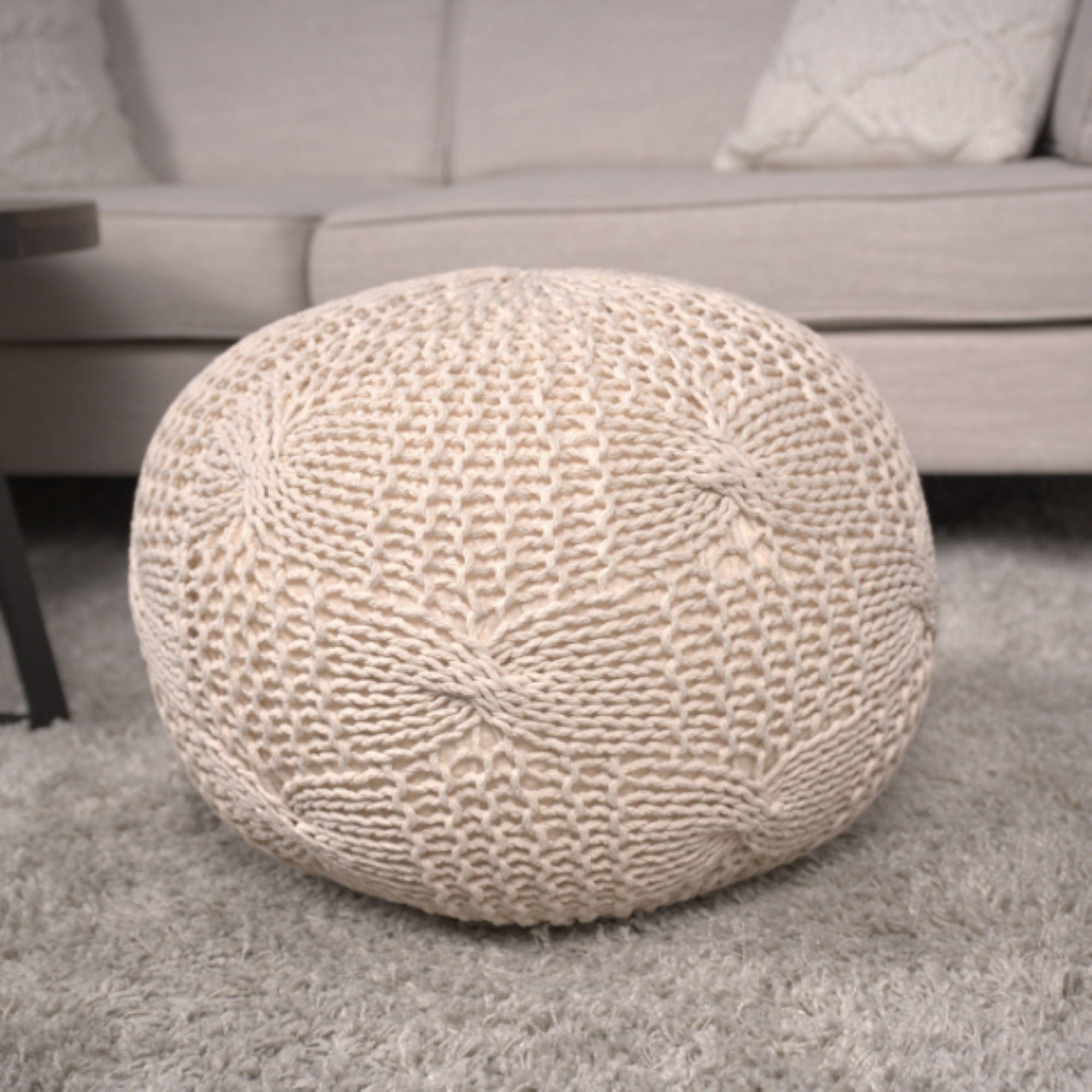 Bordeaux - Knitted Round Pouf