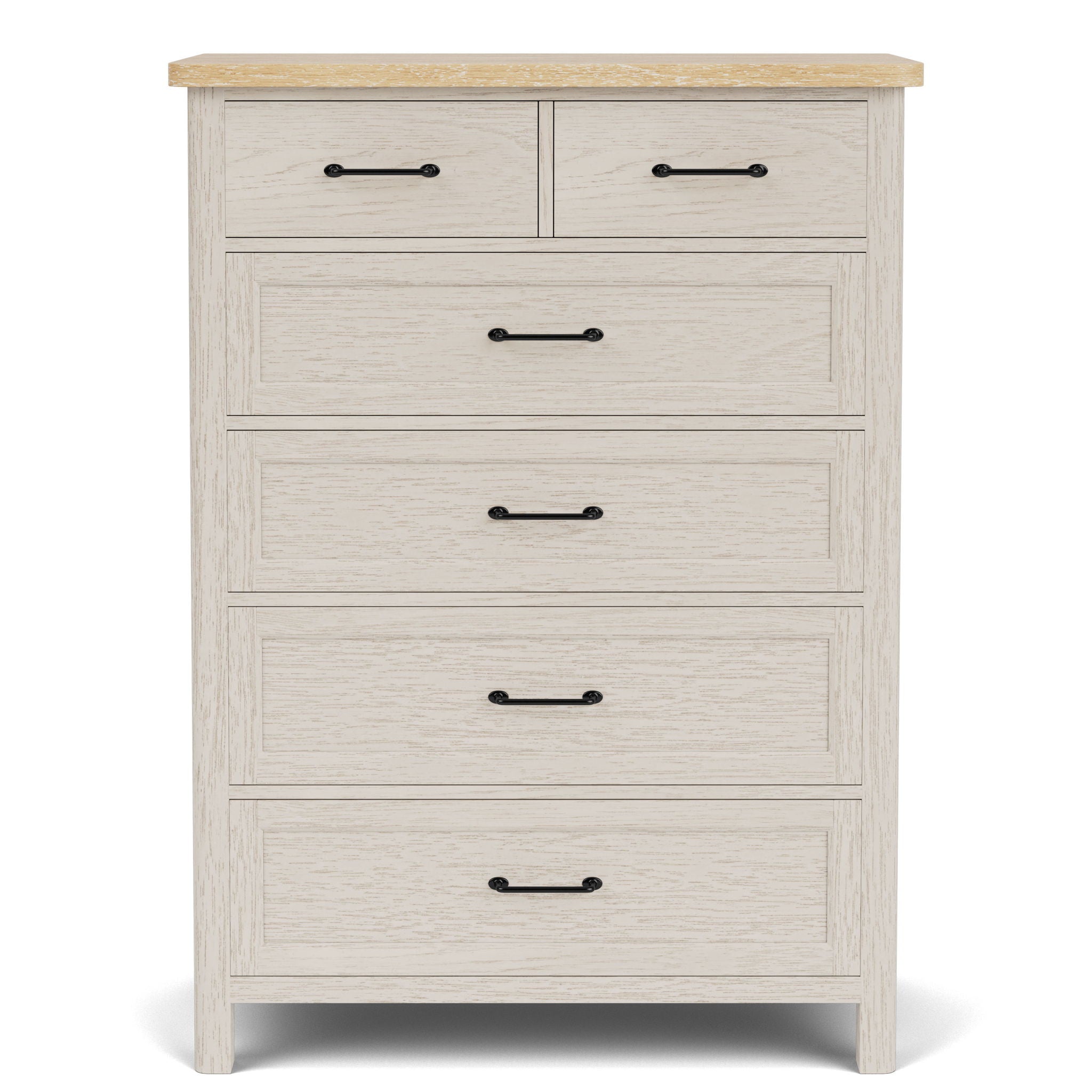 Glenndale - Five Drawer Chest - Aged White / Wheat