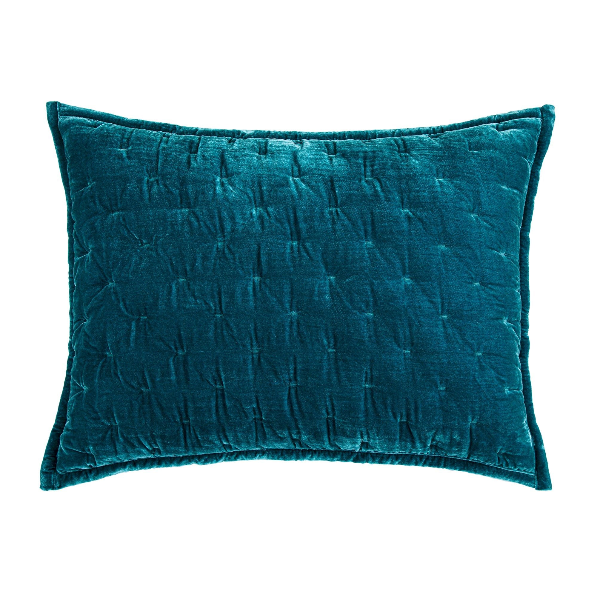 Stella - 21" x 27" Faux Silk Velvet Pintuck Pillow Sham - Teal