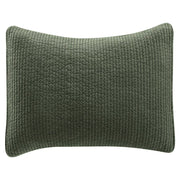Stonewashed Cotton Velvet - 21" x 34" Quilted Pillow Sham - Fern Green